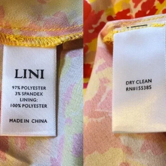 Lini Amalia‎ Midi Dress High Low Hem Yellow Multi Women's Size Large - Picture 6 of 6